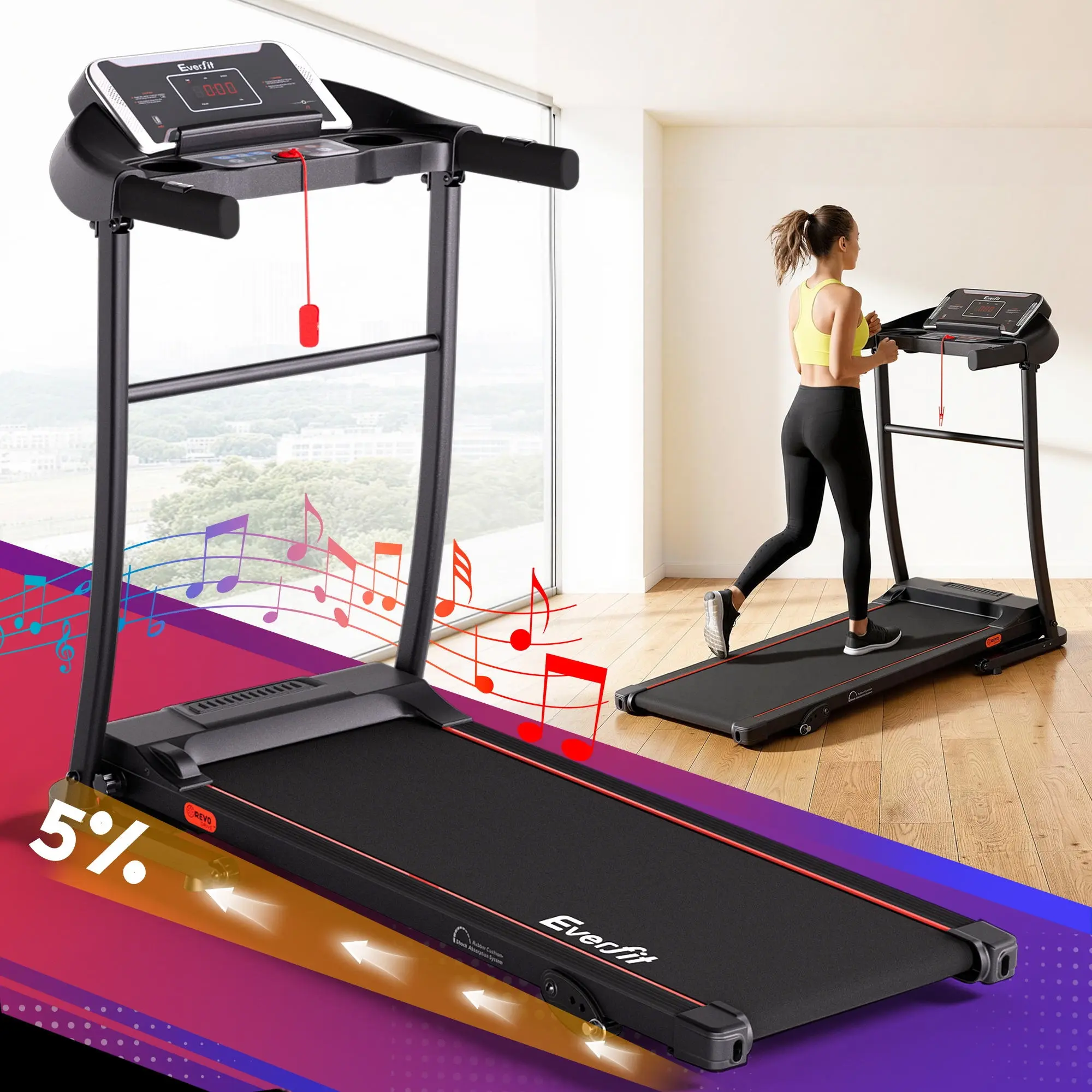 Everfit Treadmill Electric Home Gym Fitness Exercise Machine Incline 400mm - Shred Sale - Up to $400 off