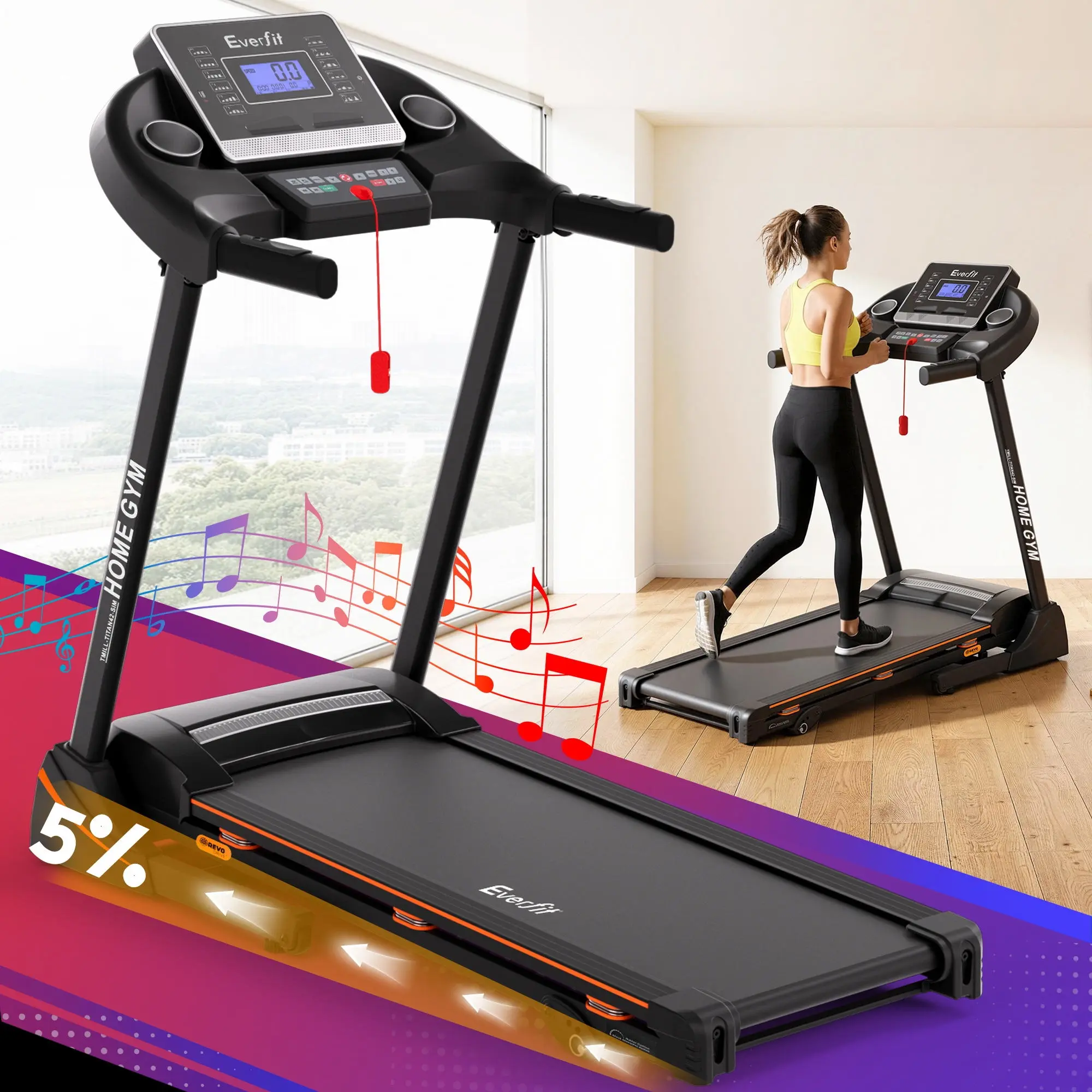 Everfit Treadmill Electric Home Gym Fitness Exercise Machine Hydraulic 420mm - Shred Sale - Up to $400 off
