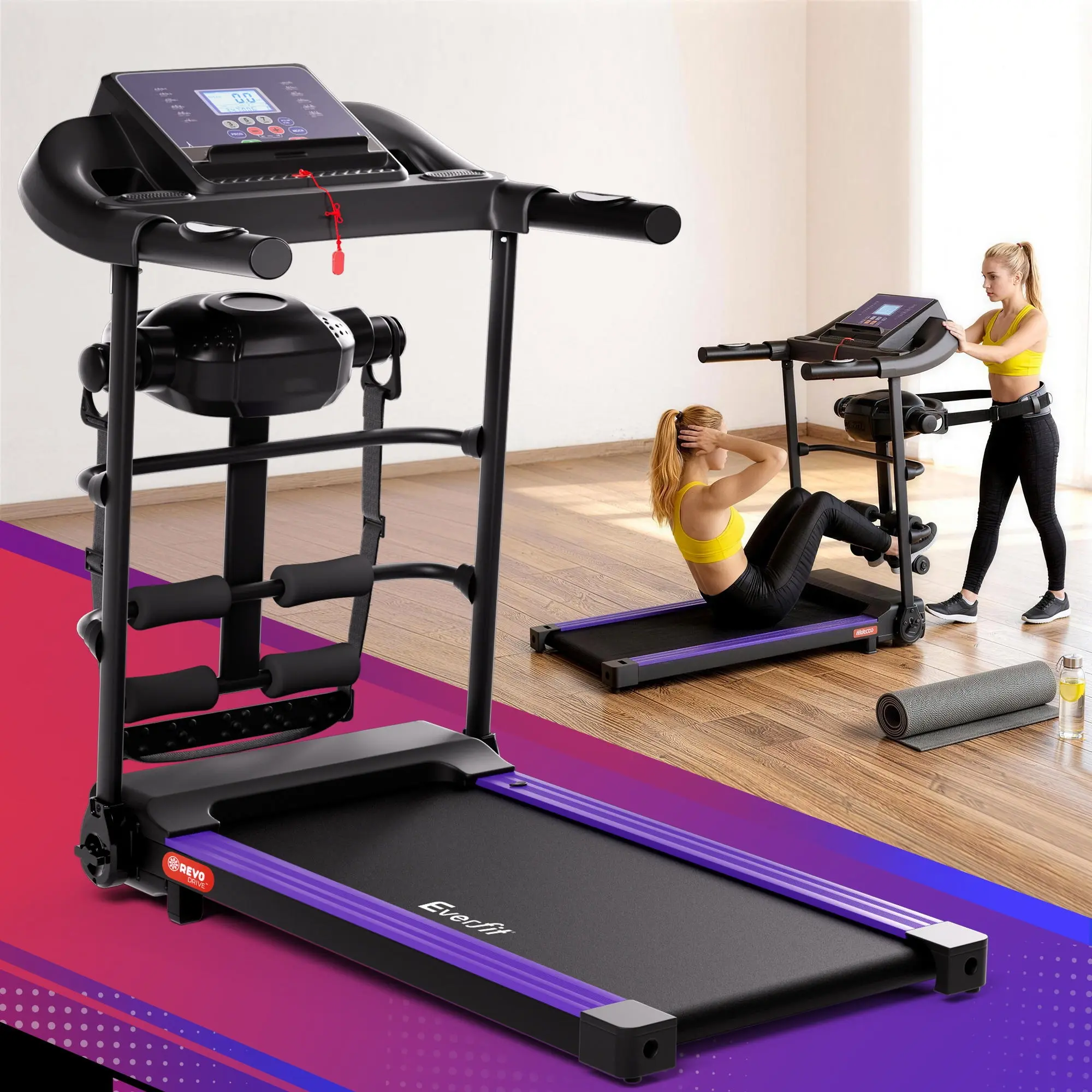 Everfit Treadmill Electric Home Gym Fitness Exercise Machine w/ Massager 400mm - Sports & Outdoor
