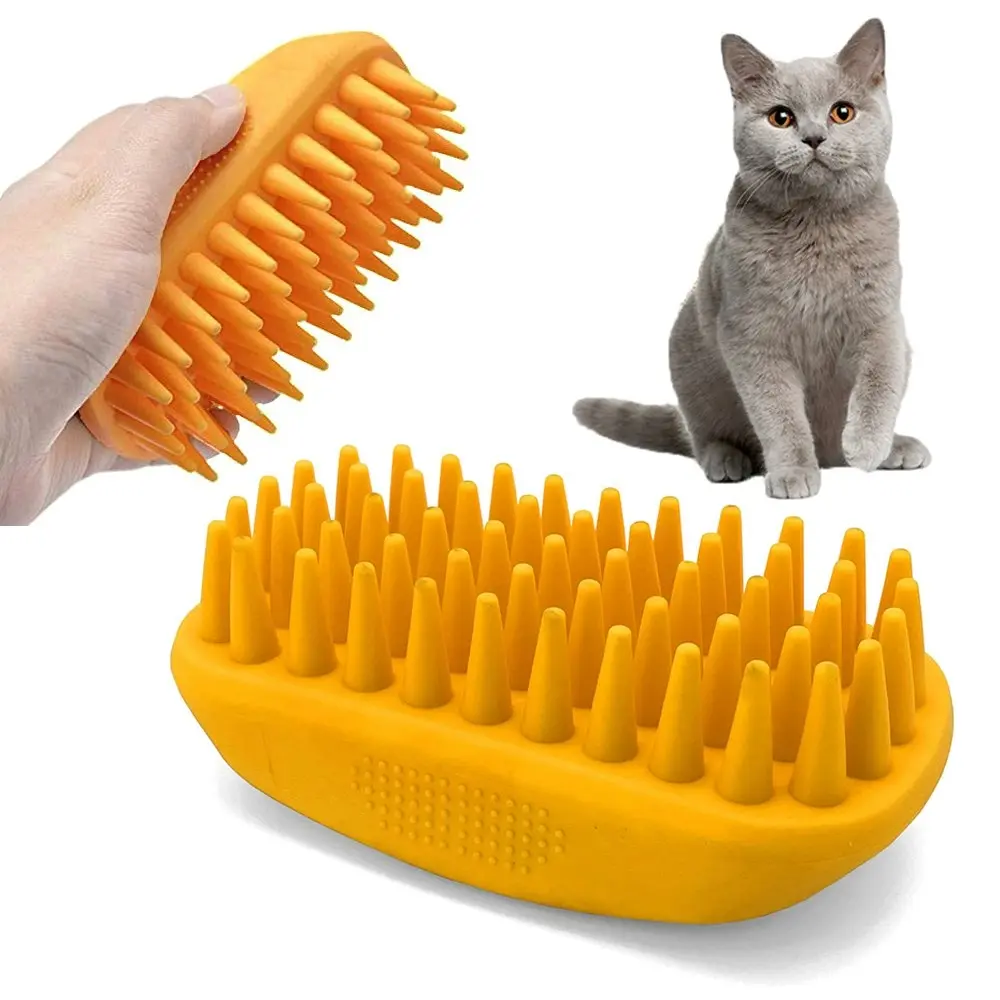 Dog Cat Grooming Brush Pet Massage Brush Anti-Skid Rubber Shower Wash Brush
