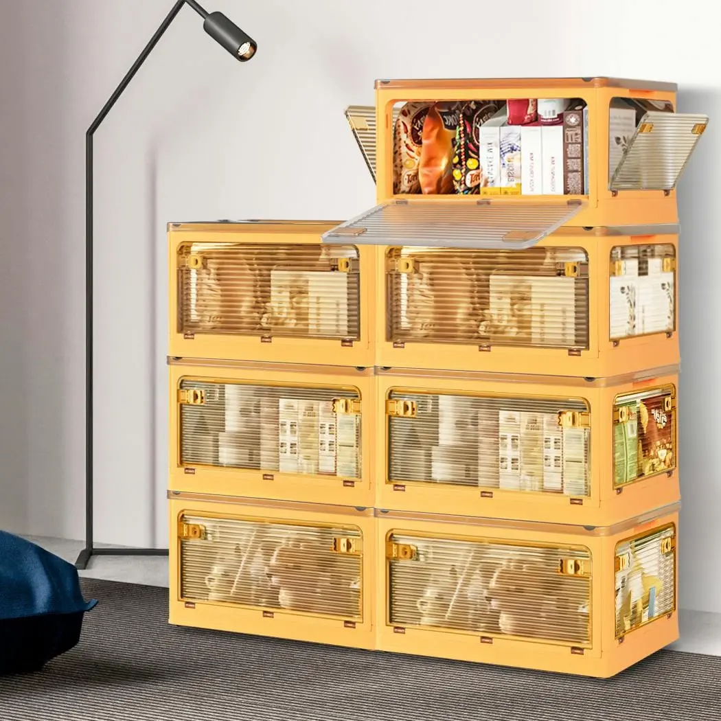 Storage Organiser Large Box Stackable Containers 5 Side Open Foldable Wheels - Home & Garden