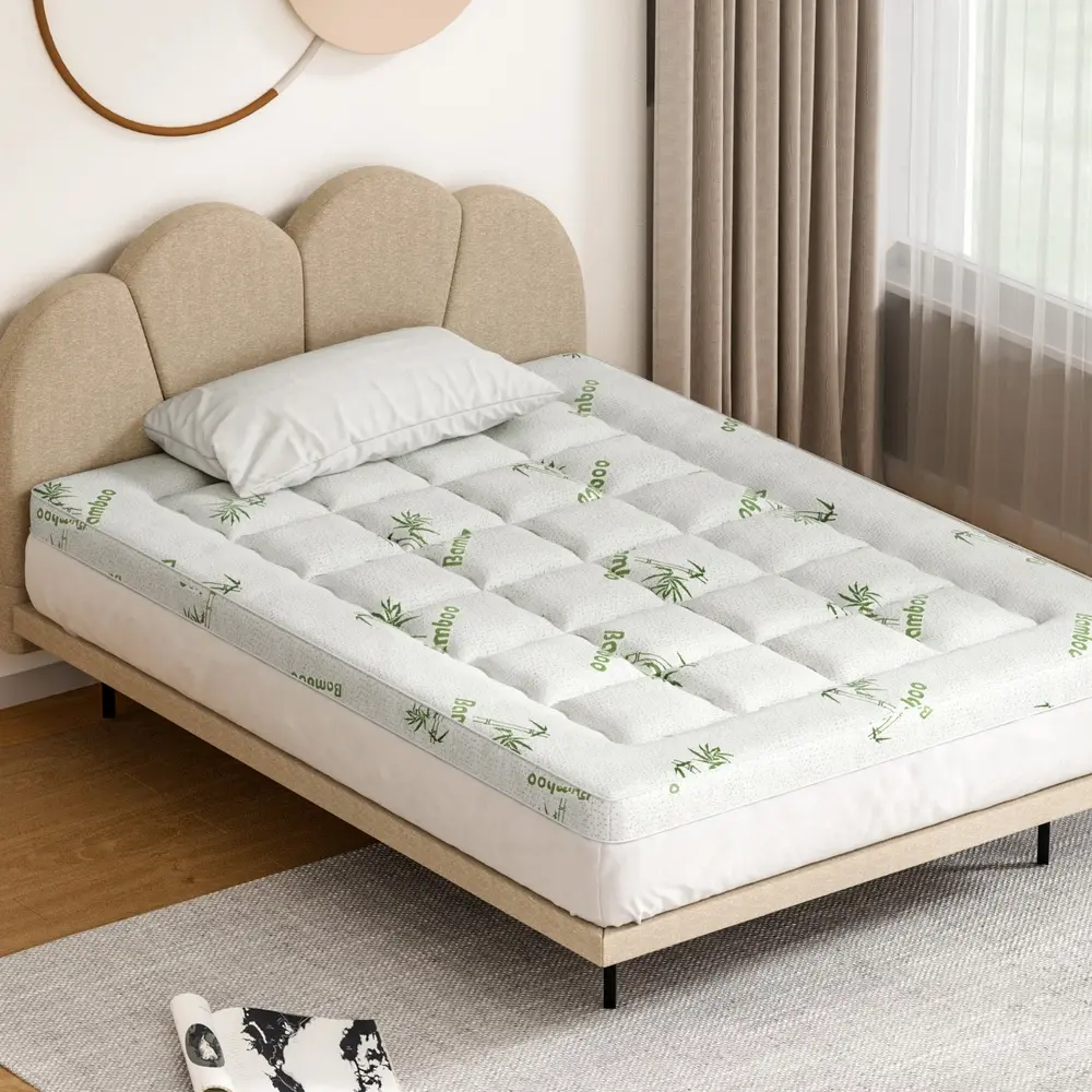 Giselle Bedding Mattress Topper Pillowtop Bamboo 7.5cm Double - Furniture