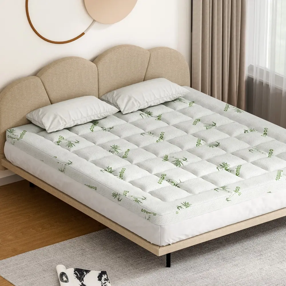 Giselle Bedding Mattress Topper Pillowtop Bamboo 7.5cm King - Furniture
