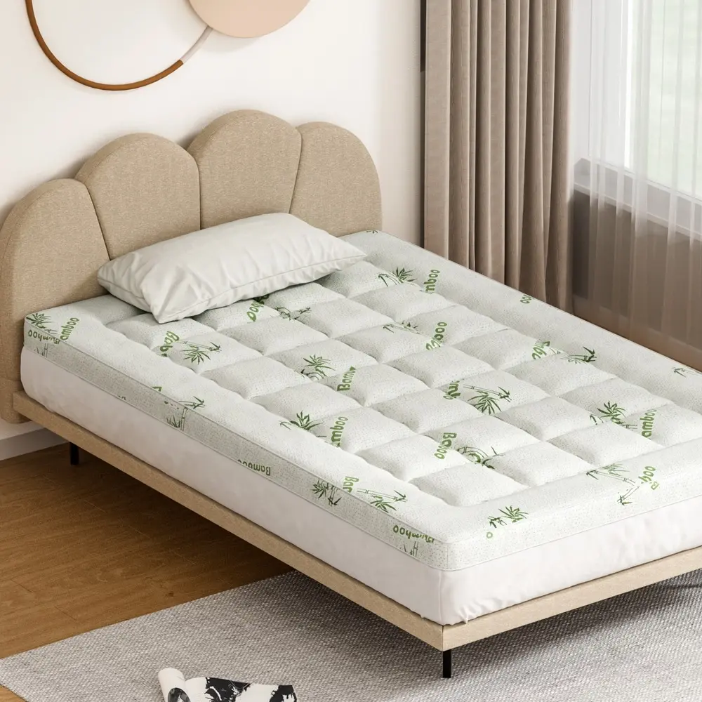 Giselle Bedding Mattress Topper Pillowtop Bamboo 7.5cm King Single - Ultimate Mattress Sale - Save up to $600