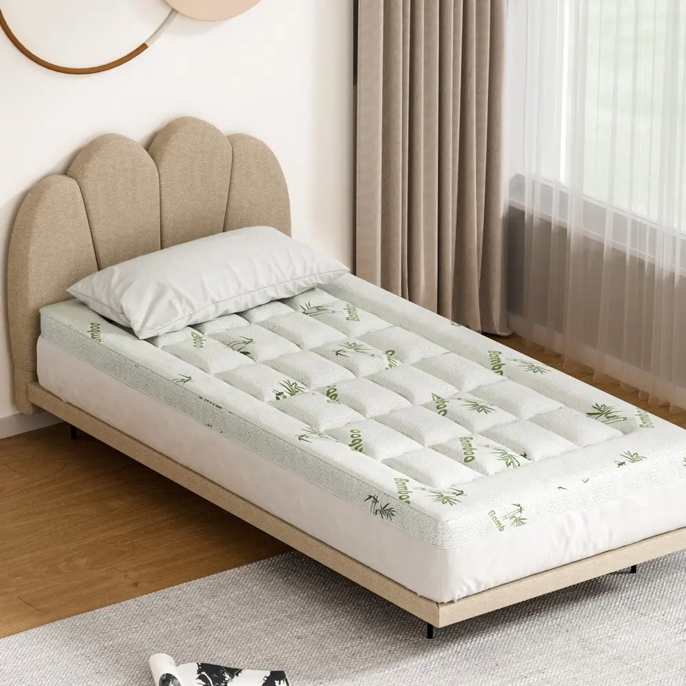 Giselle Bedding Mattress Topper Pillowtop Bamboo 7.5cm Single - Furniture