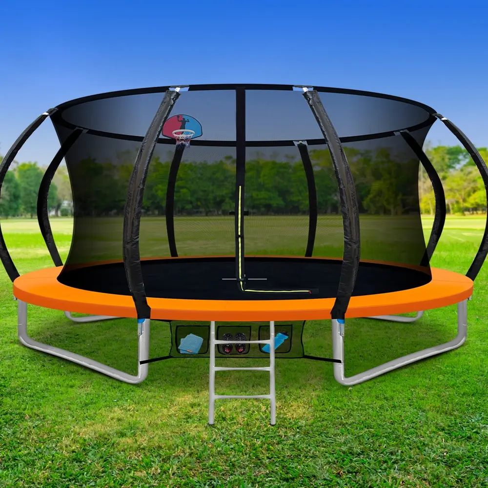 Everfit 14FT Trampoline for Kids w/ Ladder Enclosure Safety Net Rebounder Orange - Up to 70% off Toy Sale
