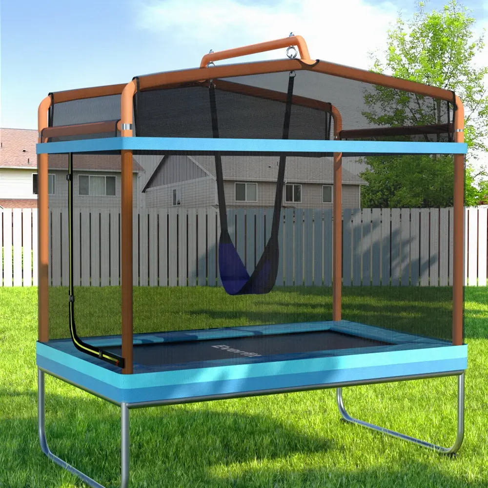 Everfit 6FT Trampoline for Kids w/ Enclosure Safety Net Swing Rectangle Orange - Up to 70% off Toy Sale
