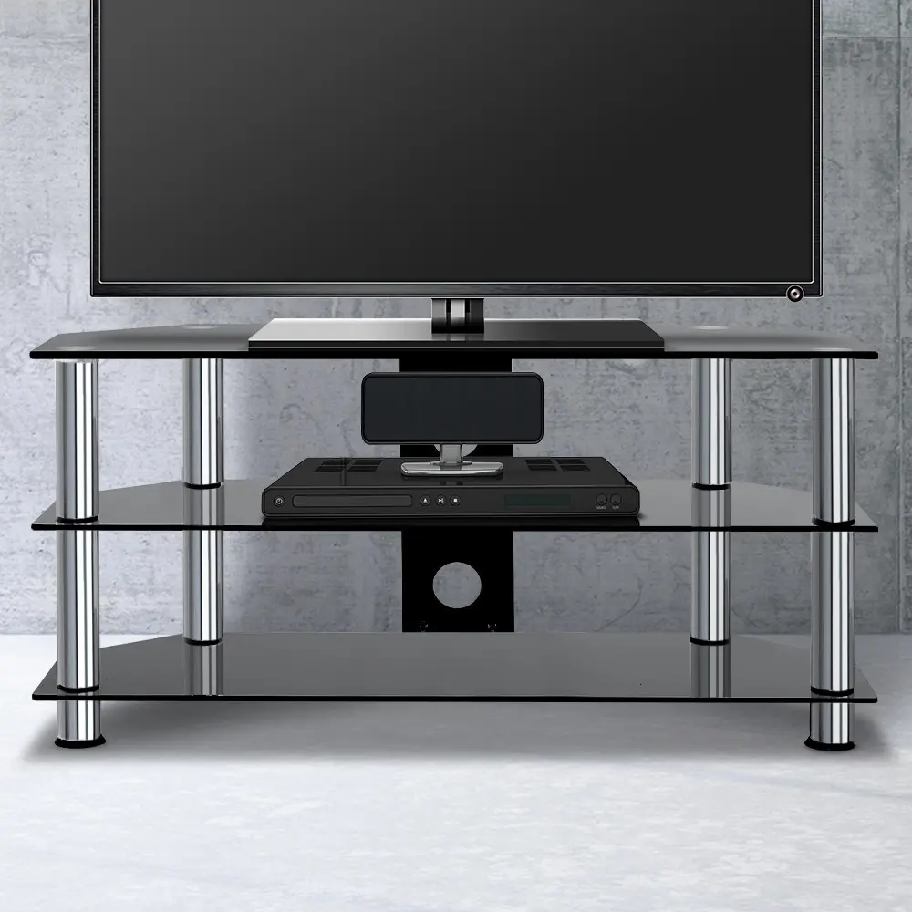 Artiss TV Stand 3 Tiers Storage Shelf Rack Tempered Glass Entertainment Unit - Electronics