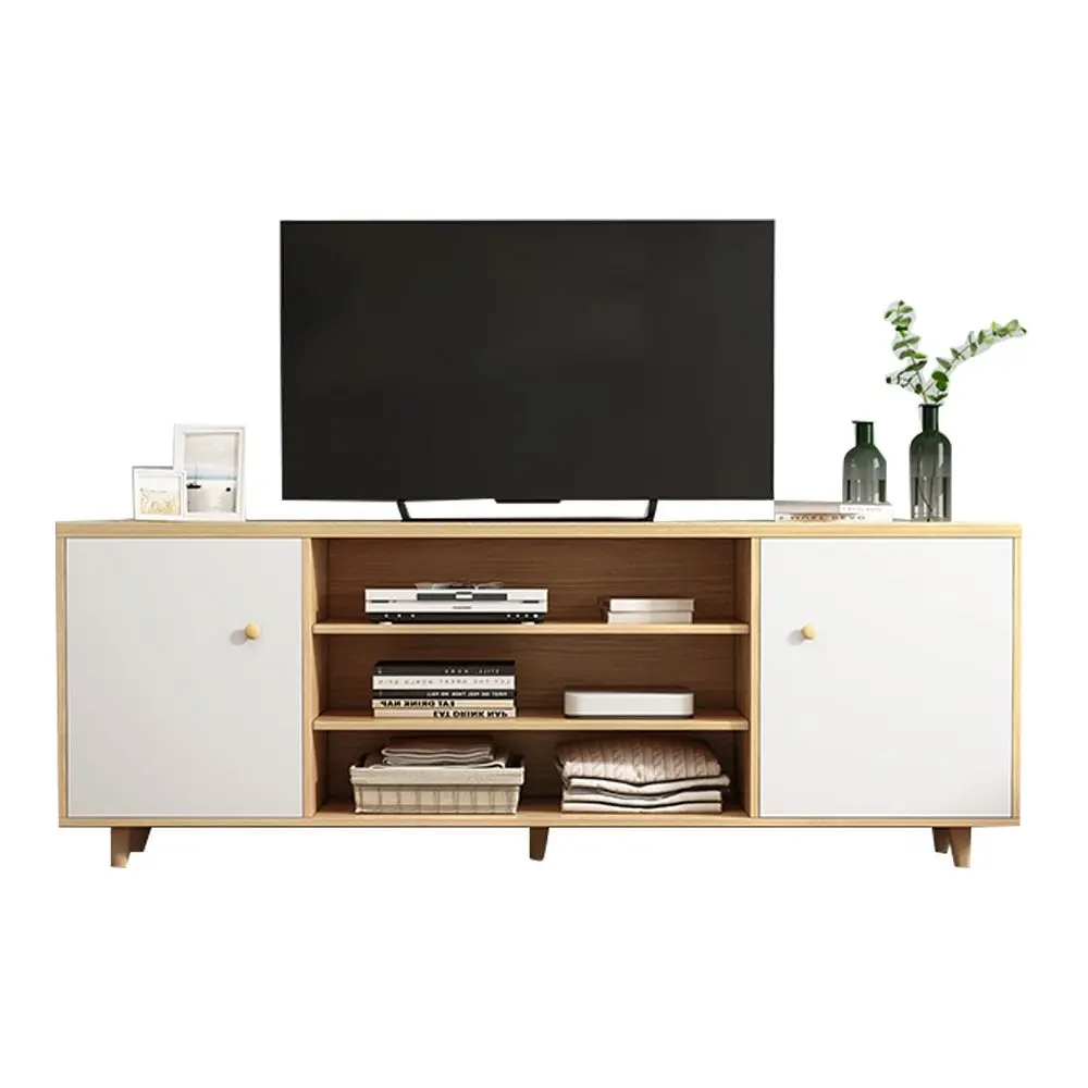 Foret 140cm Tv Cabinet Stand Entertainment Unit Storage Open Shelf Wooden Maple - Electronics