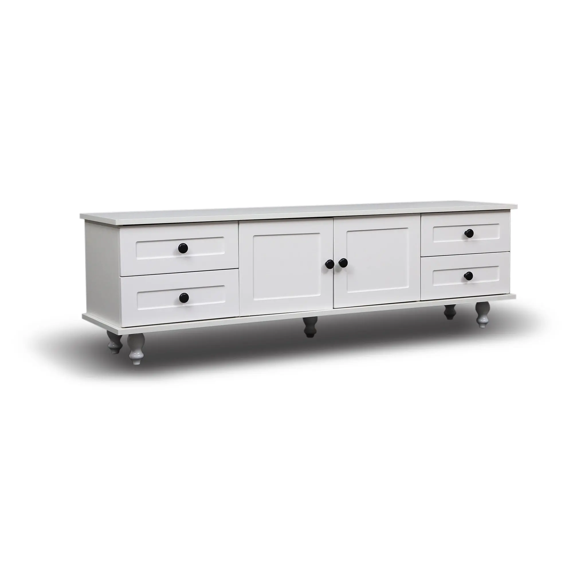Foret Tv Cabinet Stand Entertainment Unit Storage Shelf Classic White Wood 140cm - Electronics
