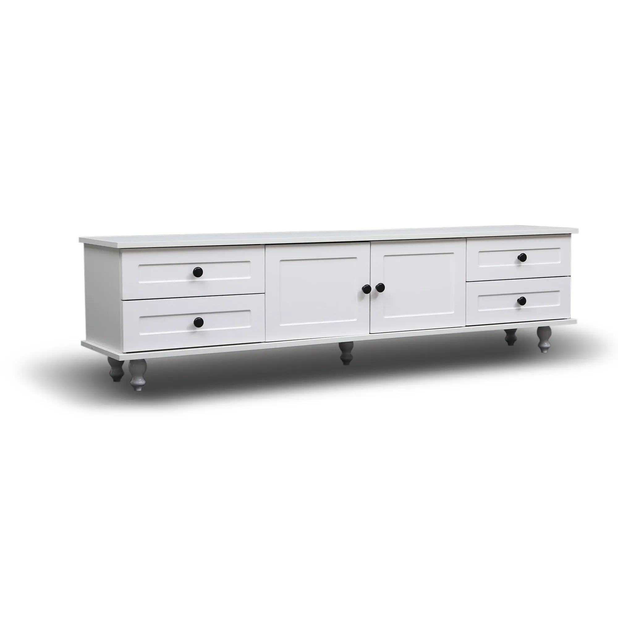 Foret Tv Cabinet Stand Entertainment Unit Storage Shelf Classic White Wood 160cm - Electronics