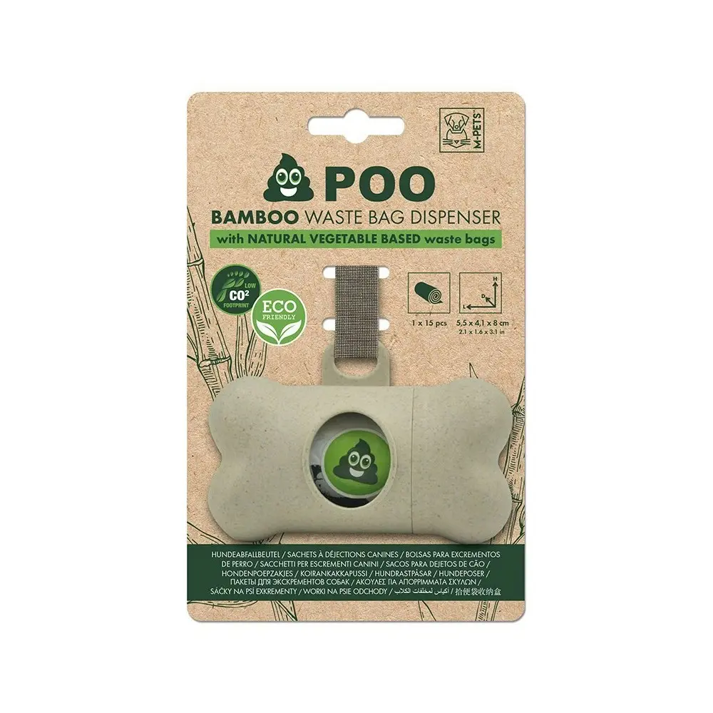 M-Pets 8.2cm Dog/Puppy Pet Poo Bamboo Waste Bag Dispenser w/ Natural Vegetable