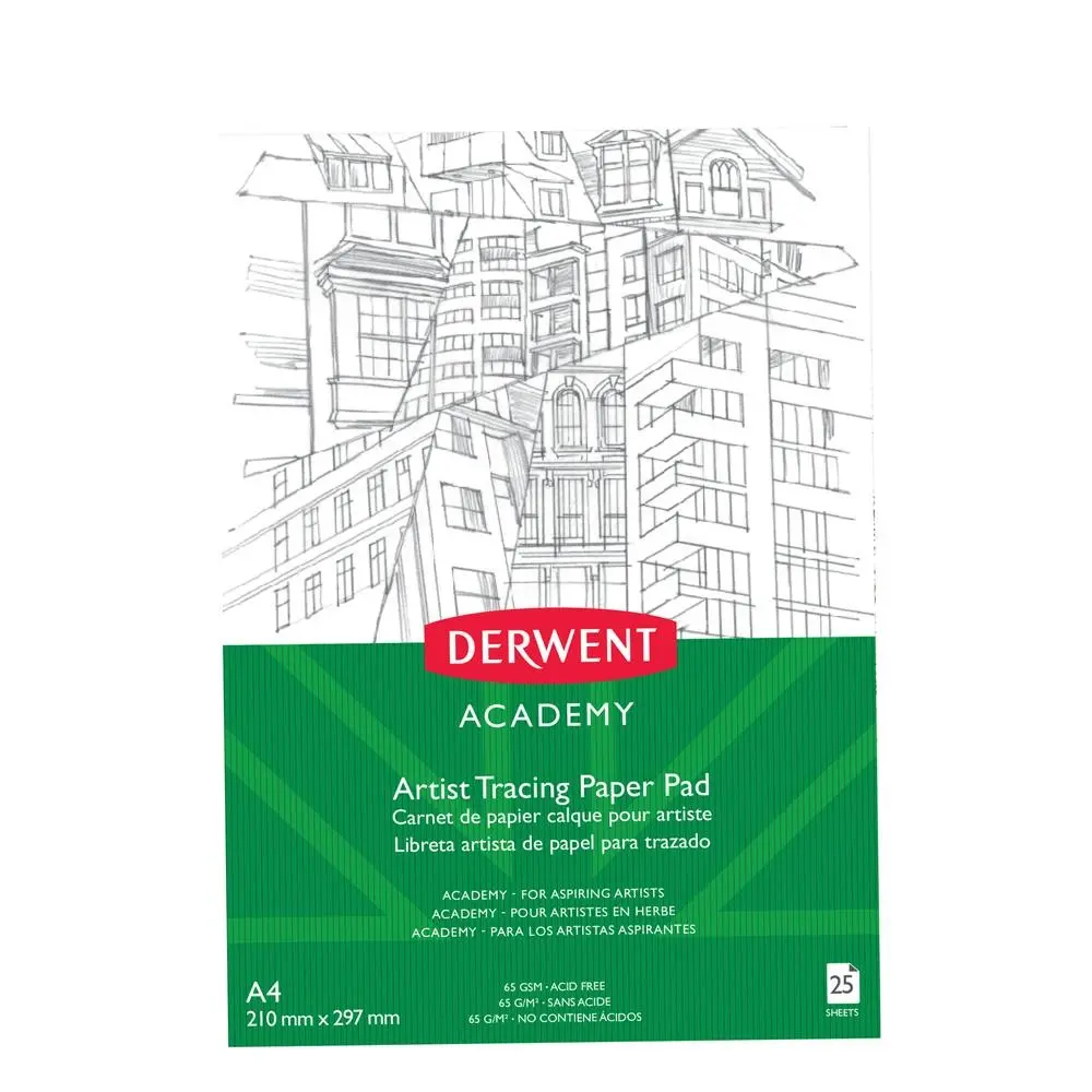Derwent Academy Art/Craft Tracing Paper Pad A4 Portrait Orientation 25 Sheet - Office