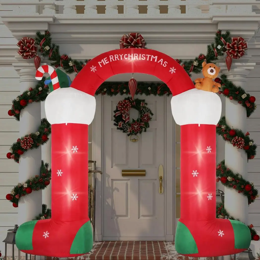 Santaco Giant Christmas Inflatable Arch Way 3m Outdoor Decoration 21 LED Light - Up to 60% Off Christmas Decoration Specials