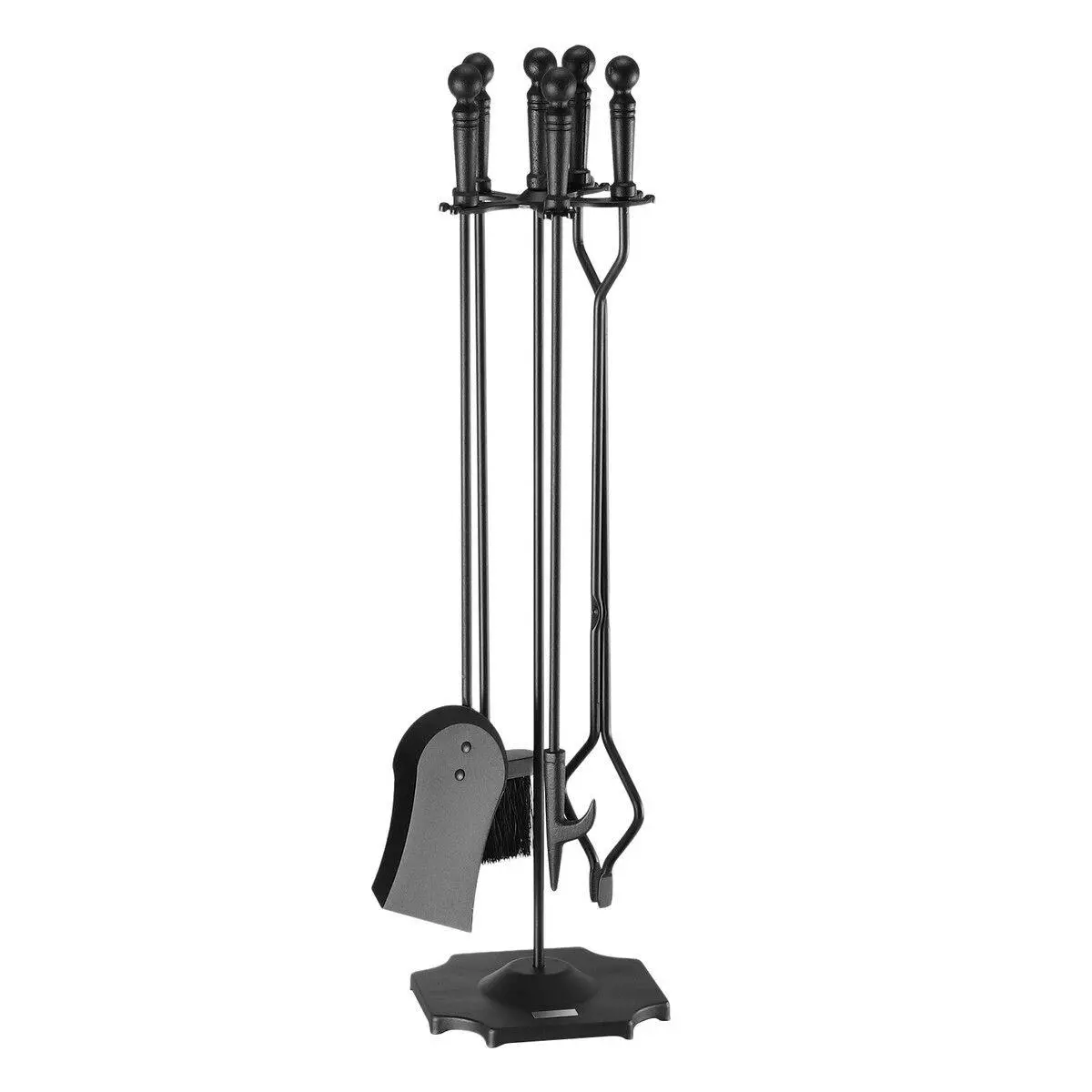 Ausway 5PCS Fireplace Tool Set Firepit Accessories Poker Fire Tongs Shovel Brush Black Cast Iron - Hardware