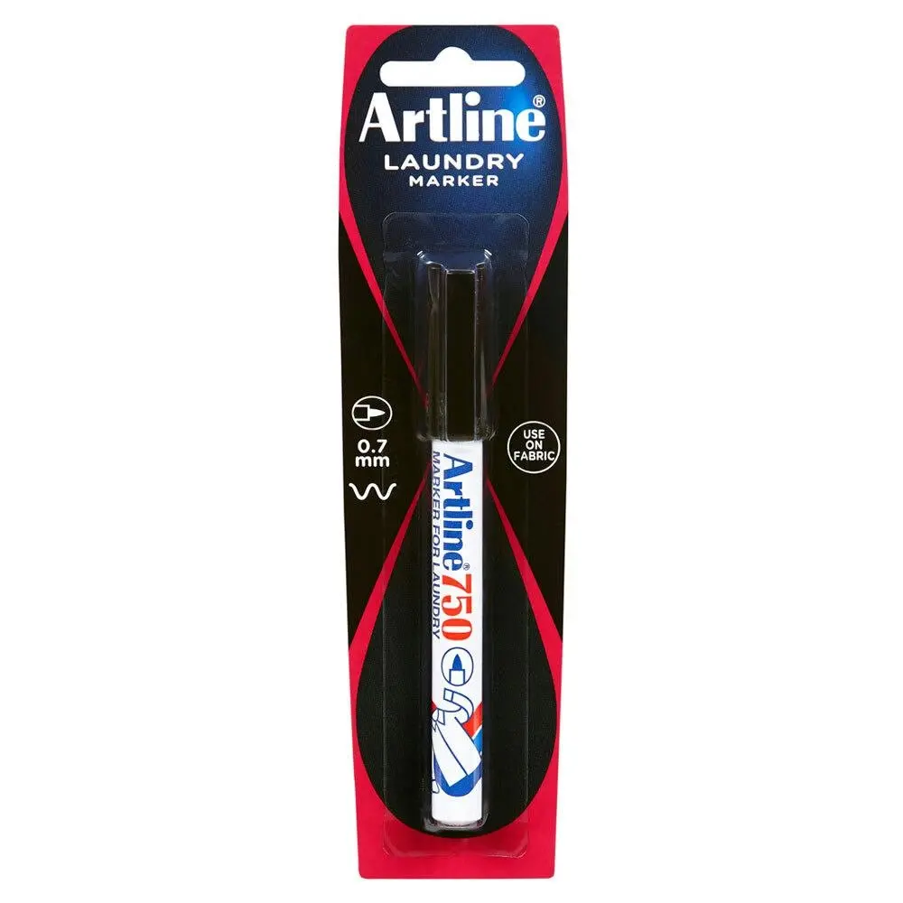 Artline 0.7mm Bullet Nib Laundry Marker Cloth/Linen/Fabric Clothing Pen Black - Office