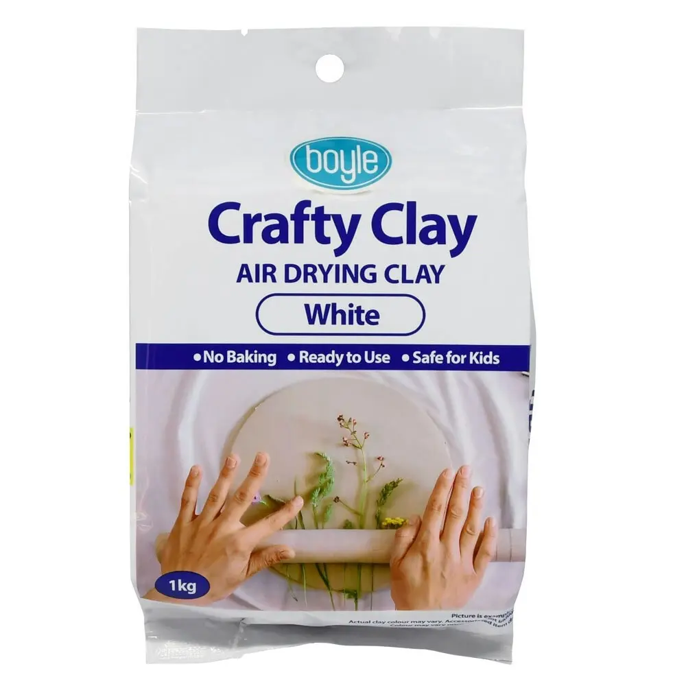 Boyle Crafty 1kg Air Drying Clay Moulding Kids Activity/Play Craft/Art Toy White - Hobbies