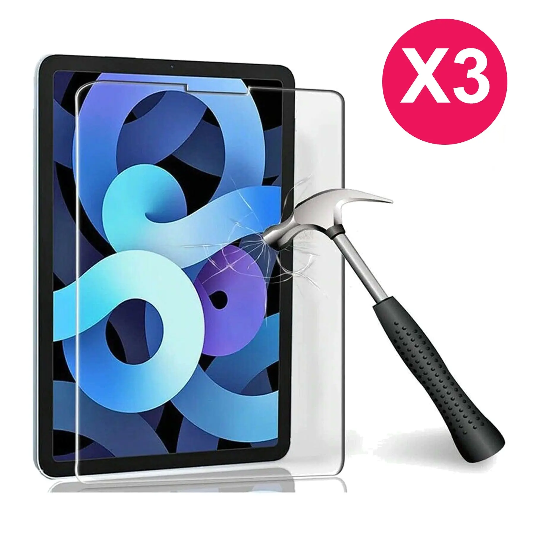 3pcs Tempered Glass Screen Protector for Apple iPad Air 5 5th Gen 10.9 Inch - Electronics