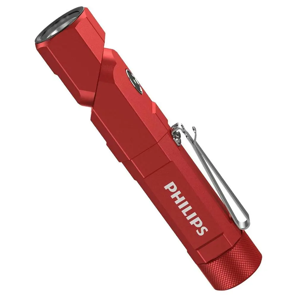 Philips SFL5806R Rechargable 1000LM 2200mAh Compact Flashlight Torch Red - Handyman Heaven Sale