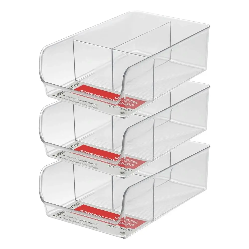 3x Boxsweden Crystal 28cm Storage Container/Compartment Fridge/Pantry Organiser - Home & Garden