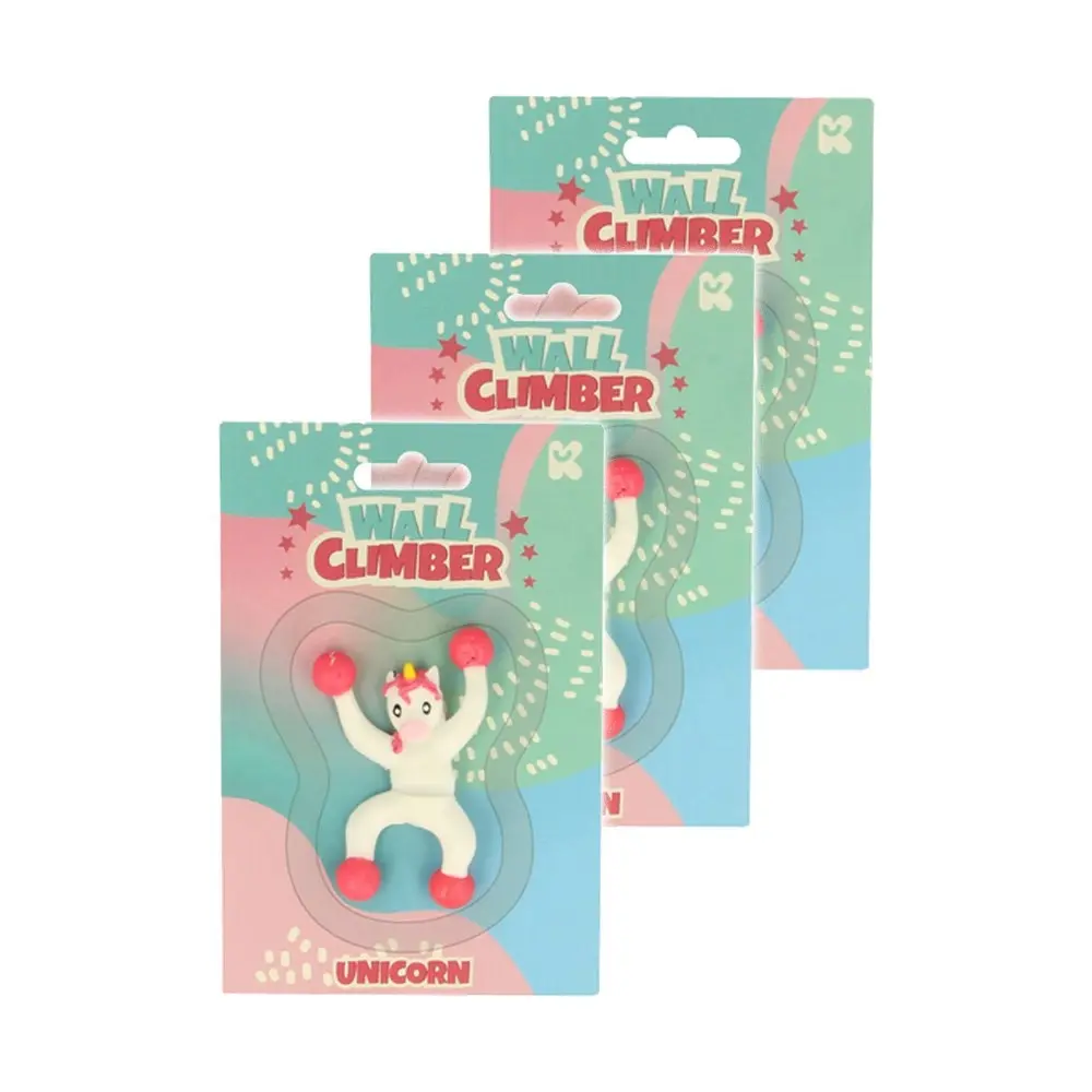 3x Fumfings Novelty Unicorn Wall Climber Rubber 15cm Brown Kids/Child Toys 3y+ - Hobbies