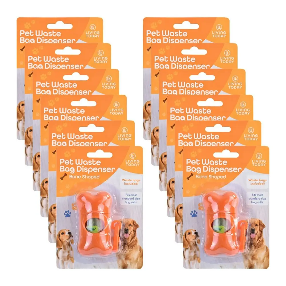 12PK Living Today Dog Poop Waste Collection Bag w/ One Roll Dispenser (180 Bags) - Pets