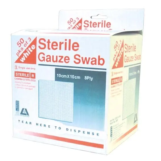 Livingstone Sterile Gauze Swabs 10 x 10 cm x 8 ply White 3 Pack x50 - Health