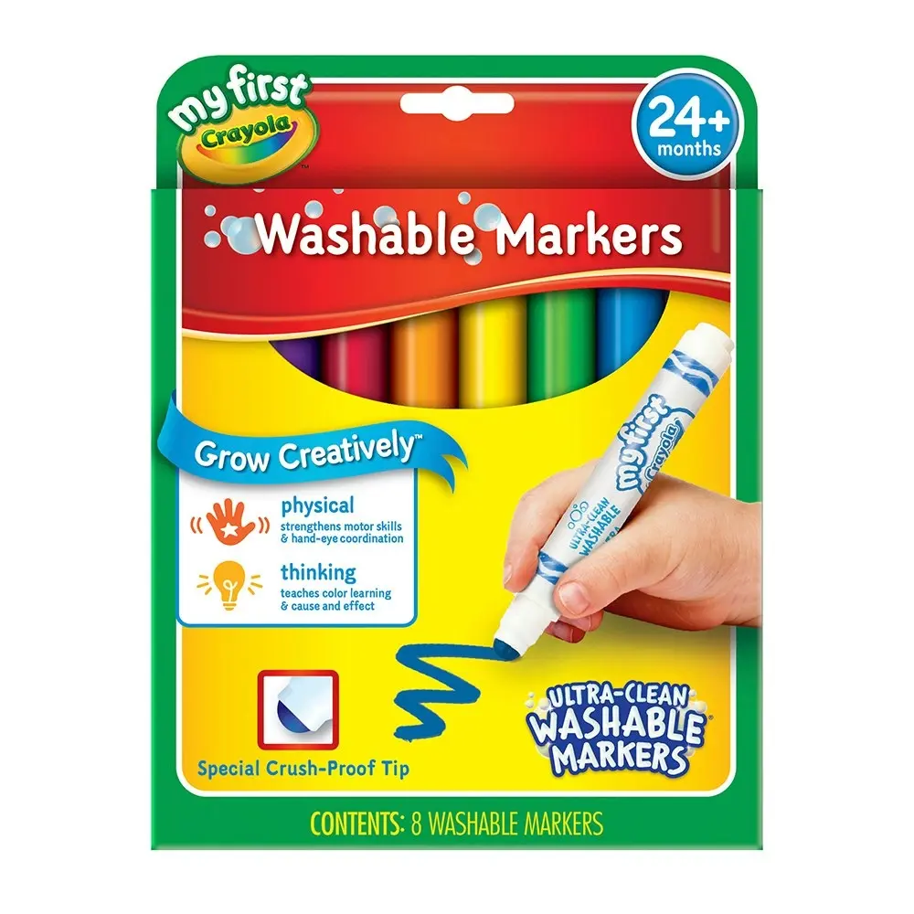 8pc Crayola Washable Kids/Childrens Art Creative My First Colouring Markers Set - Hobbies
