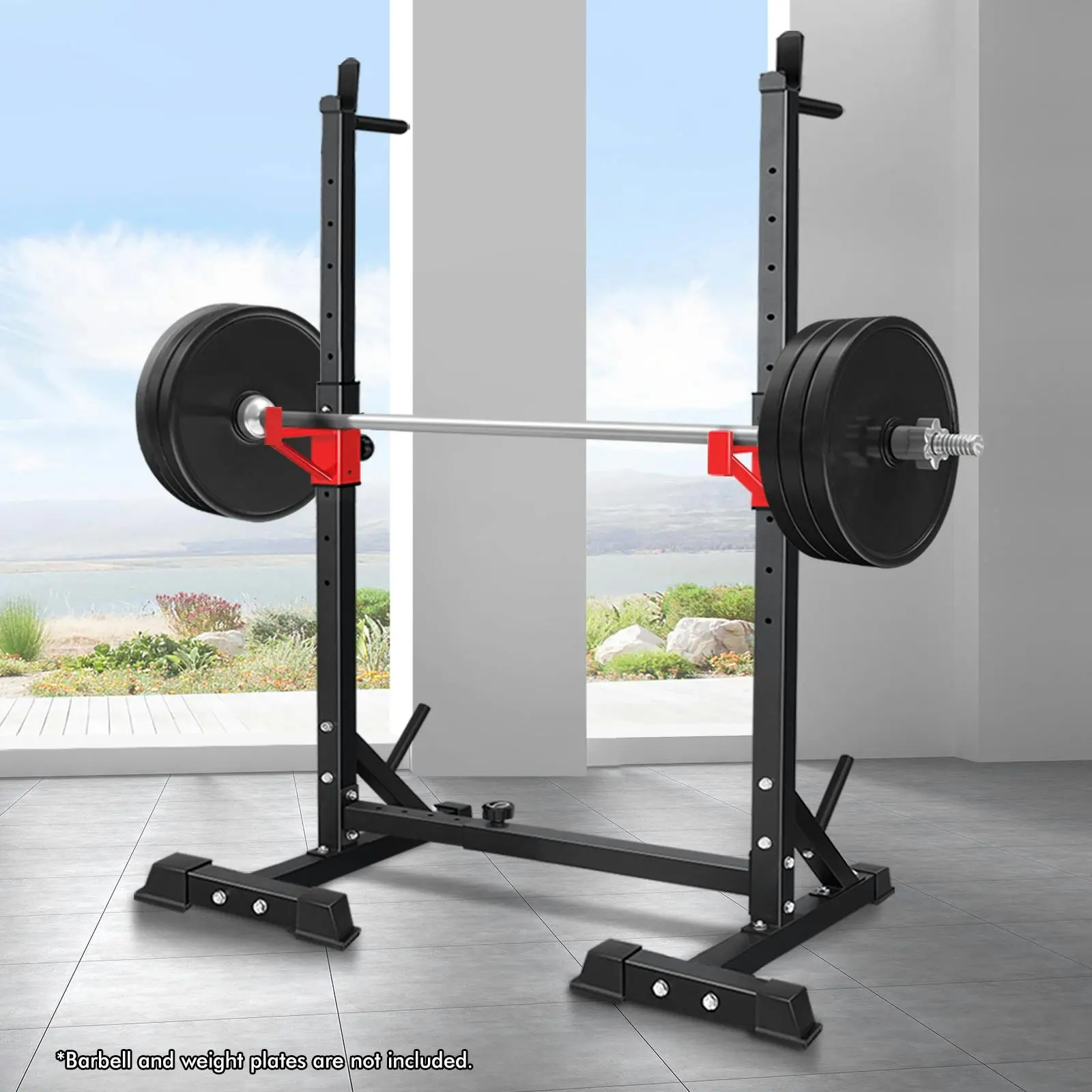 Black Lord Adjustable Squat Rack Fitness Weight Bench Lifting Barbell Stand Gym - Shred Sale - Up to $400 off