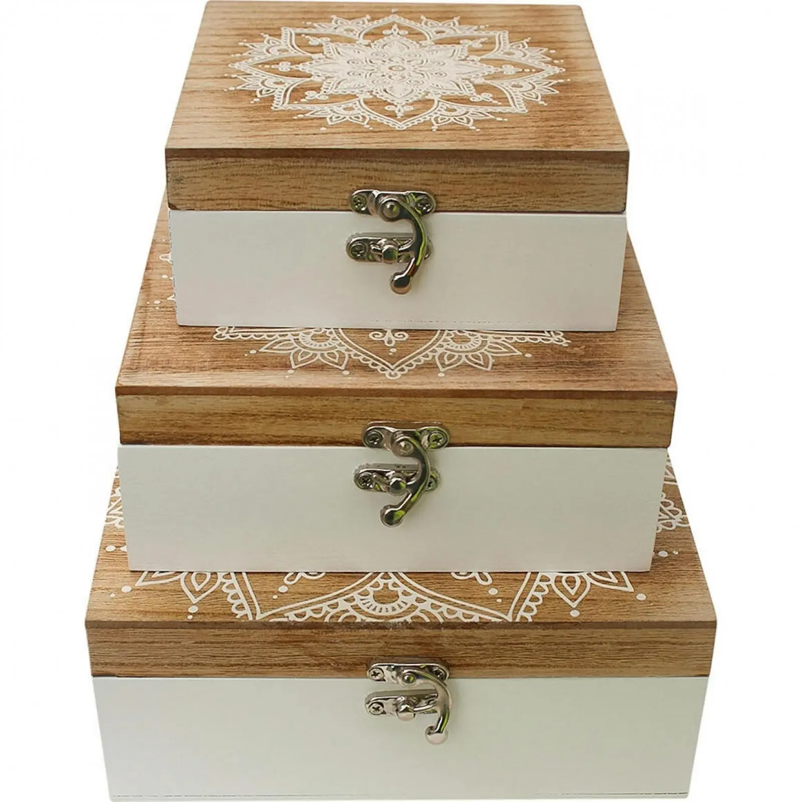 3pc MDF Boxes w/ Drawers Nevada Home/Kitchen Storage/Organisation Beige/White - Home & Garden