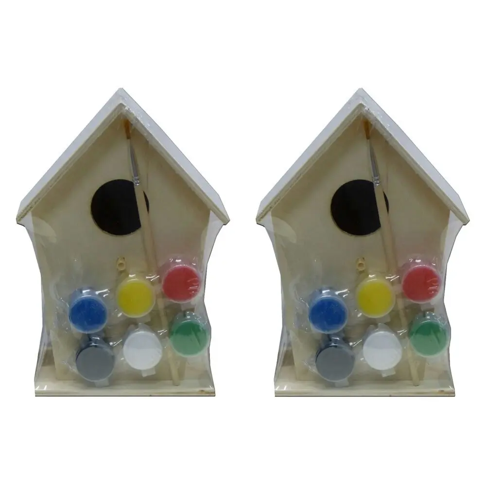 2x Crafty Kits Wooden DIY Birdhouse Paint Kit Kids/Children Art/Craft Home Decor - Hobbies