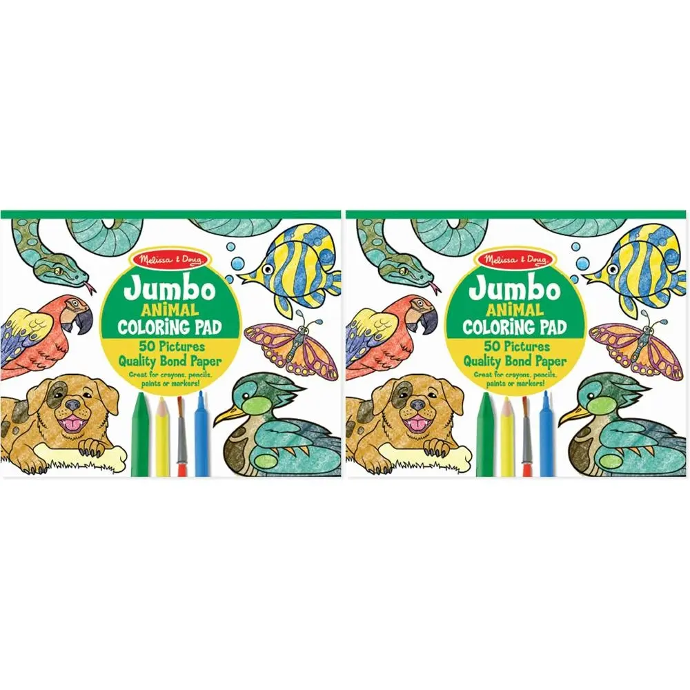 2x Melissa & Doug Jumbo Colouring Pad Animals Kids/Childrens Interactive Toy 4+ - Office