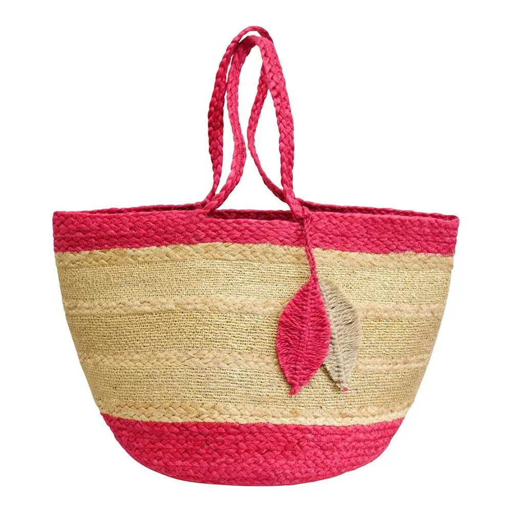Vita 50cm Jute Shopper Bag Ladies/Women's Boho Handbag w/ Handle Pink/Beige - Fashion