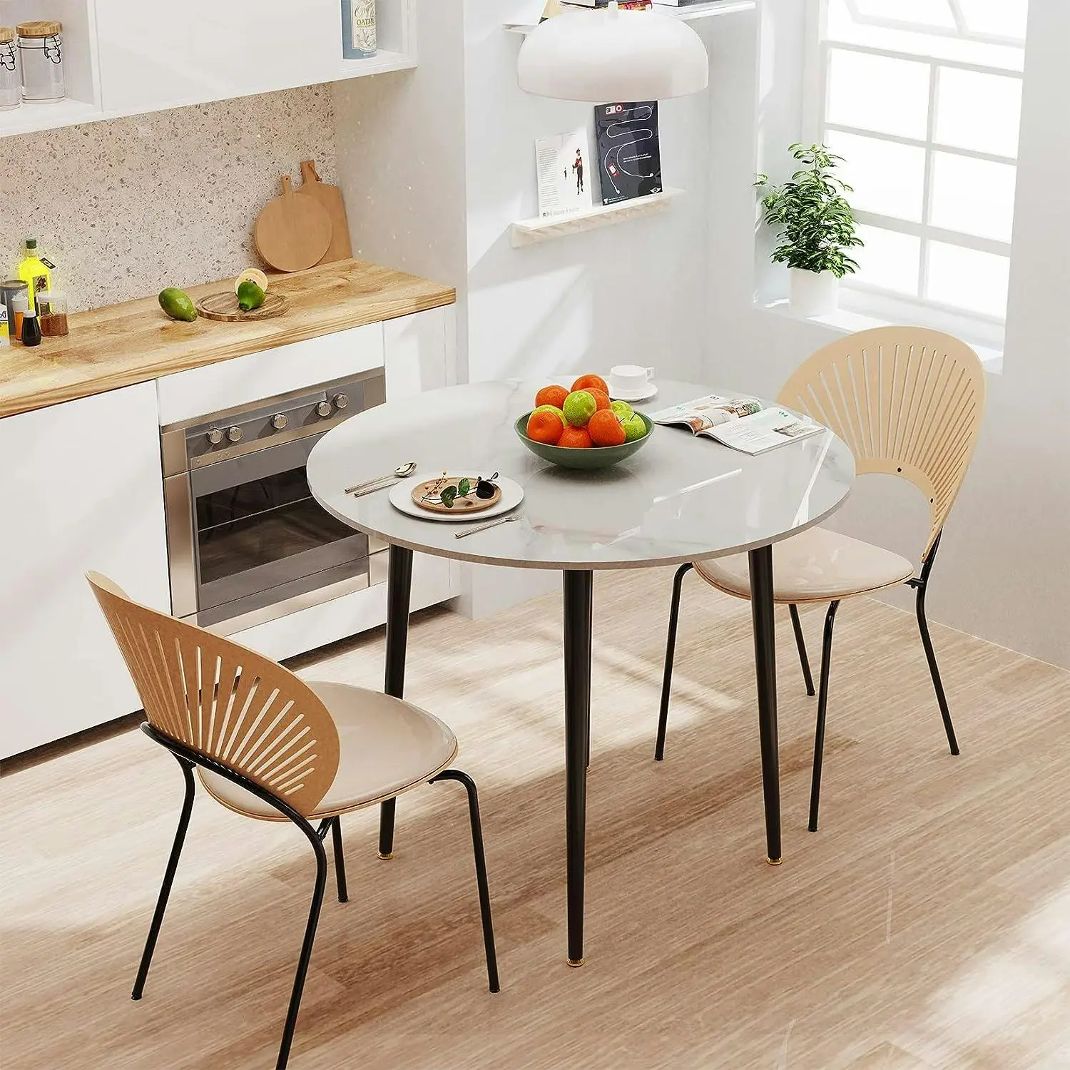 Kitchen Dining Table Marble Tabletop 80cm - Furniture