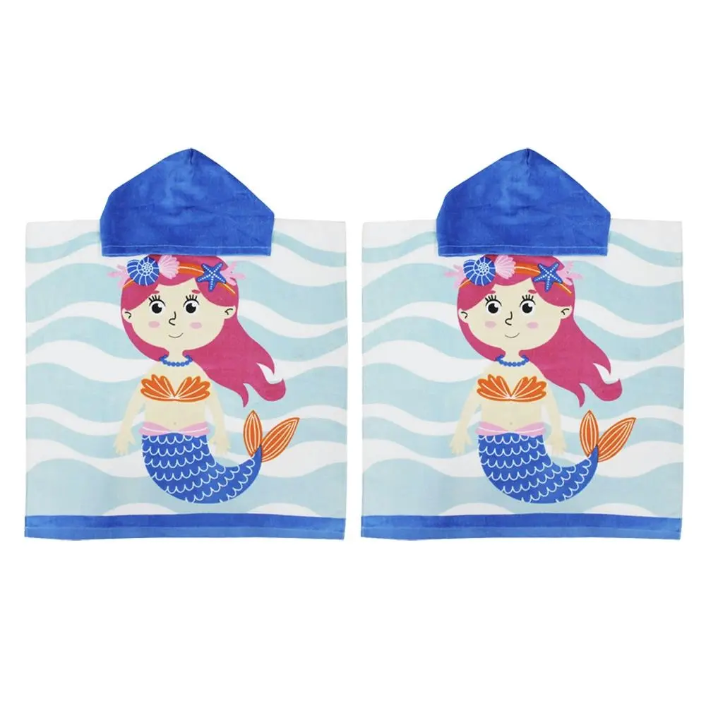 2x Onkaparinga Kids 60x120cm Soft Absorbent Hooded Beach/Swimming Towel Mermaid - Home & Garden