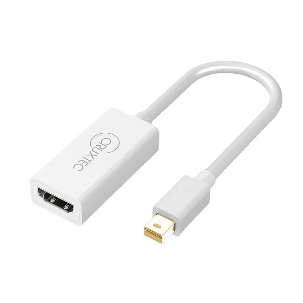 Cruxtec Mini DisplayPort Male to HDMI Female 20cm Cable Adapter 4K/30Hz White - Electronics