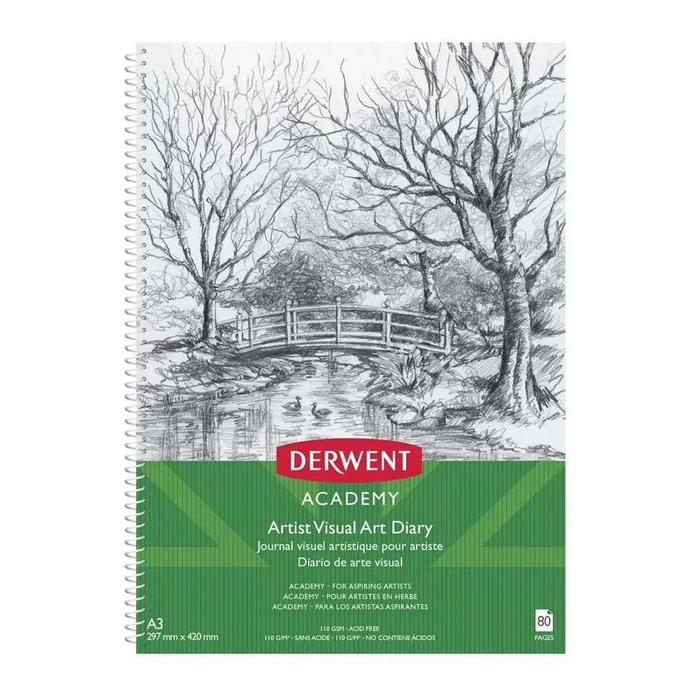 Derwent Academy Art/Craft Visual Art Diary A3 Portrait Orientation 80pg 350Gsm - Office