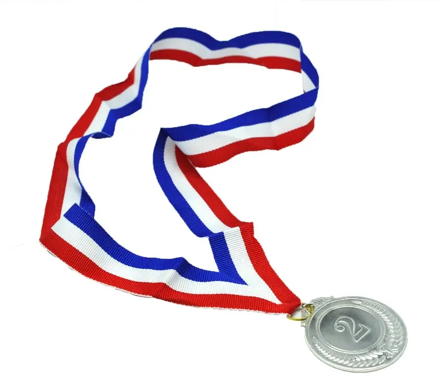 2nd METAL SILVER WINNER MEDALS Sports Day School 46cm Ribbon Olympics - Hobbies
