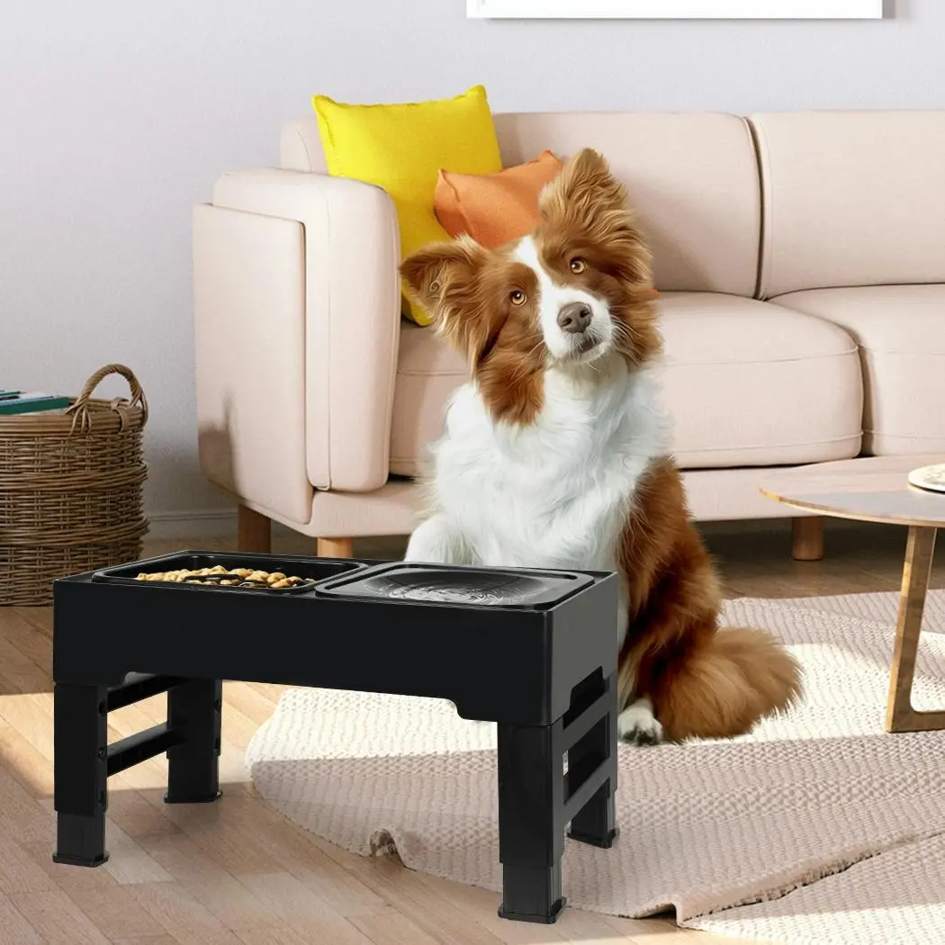 Pawz Elevated Pet Feeder 4 Height Adjustable Raised Dog Cat Slow Food Water Bowl - Pets