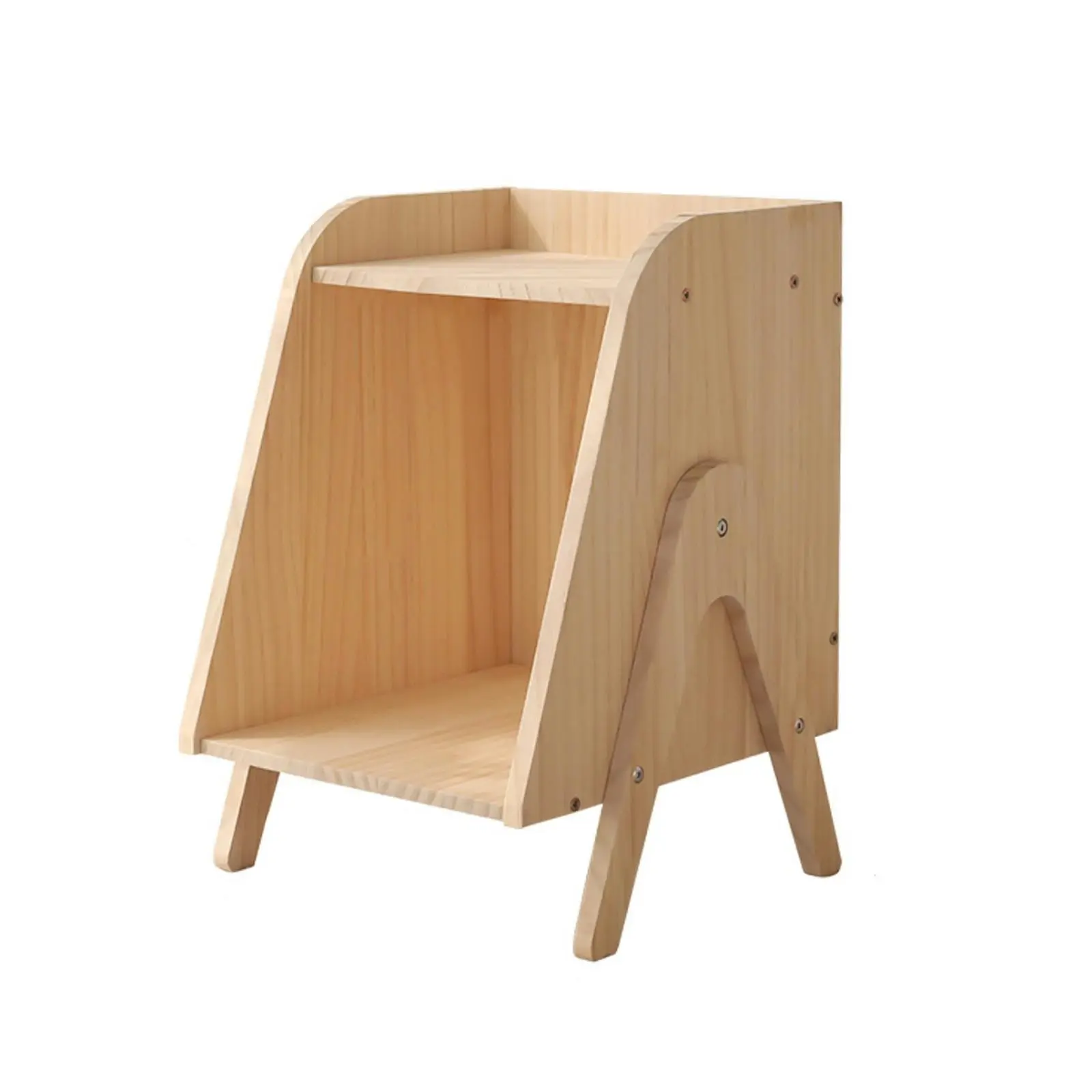 Solid Wood End Table Side Storage Shelf Bedside Table Bedroom Nightstand - Furniture