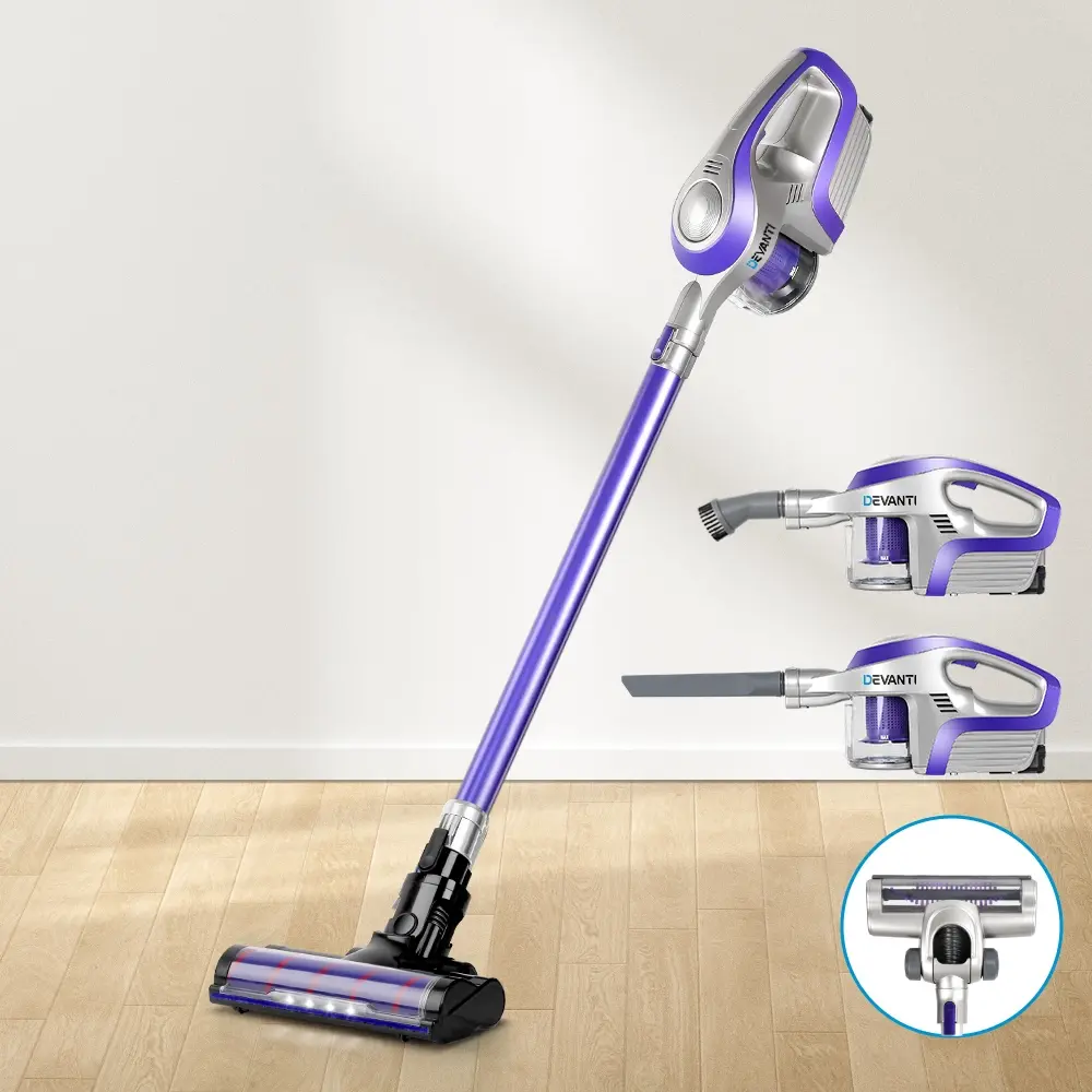 Devanti Stick Vacuum Cleaner Roller Brush Cordless 150W Purple - Up to 65% off Vacuums and Robot Vacuums