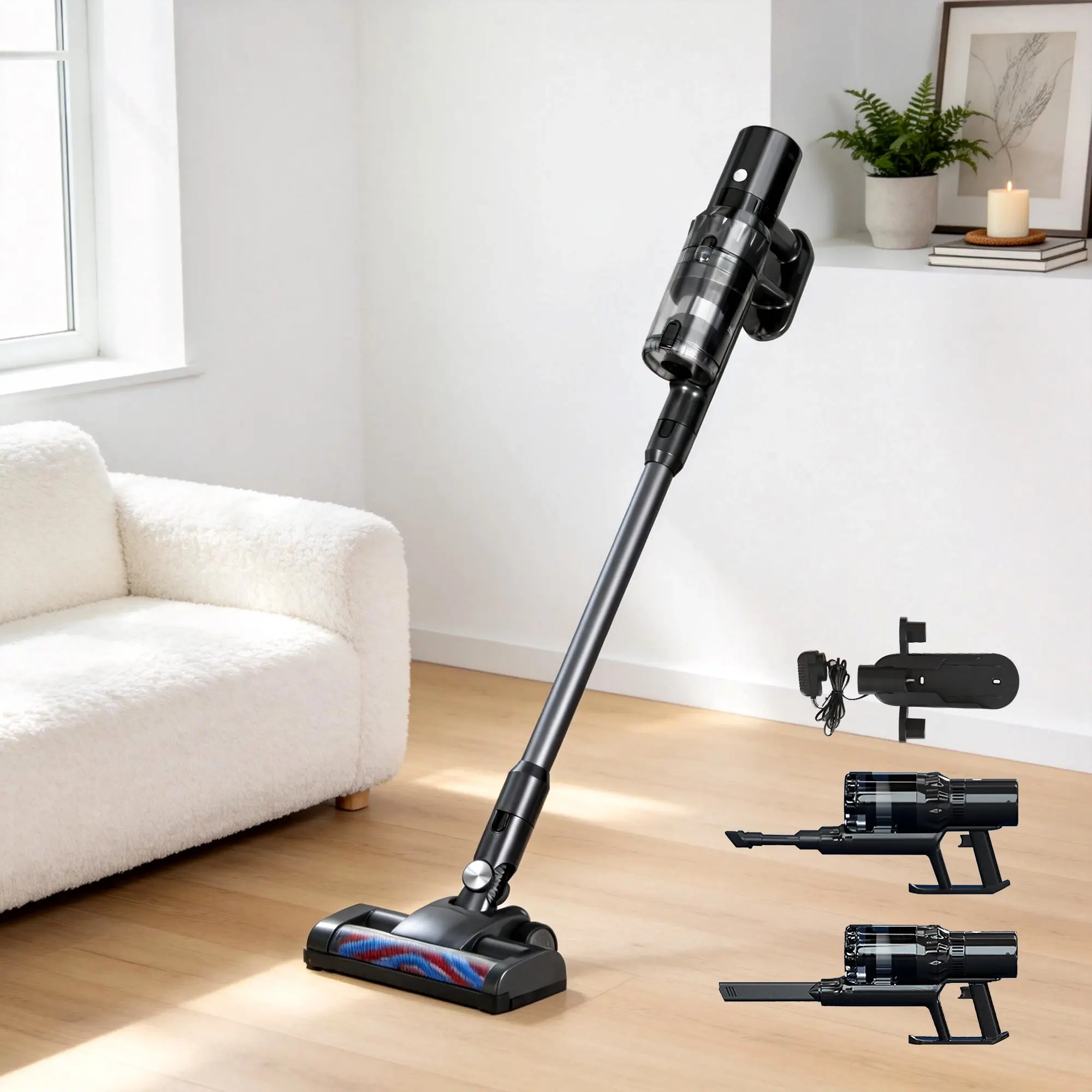 Devanti Stick Vacuum Cleaner Brushless Cordless 350W Grey - Up to 65% off Vacuums and Robot Vacuums