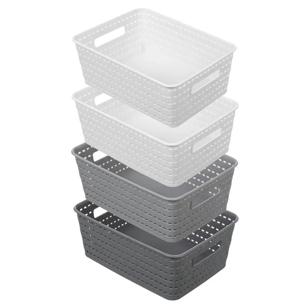 4x Boxsweden Woven Basket 27cm Home Office Storage Organiser Containers Assort. - Home & Garden