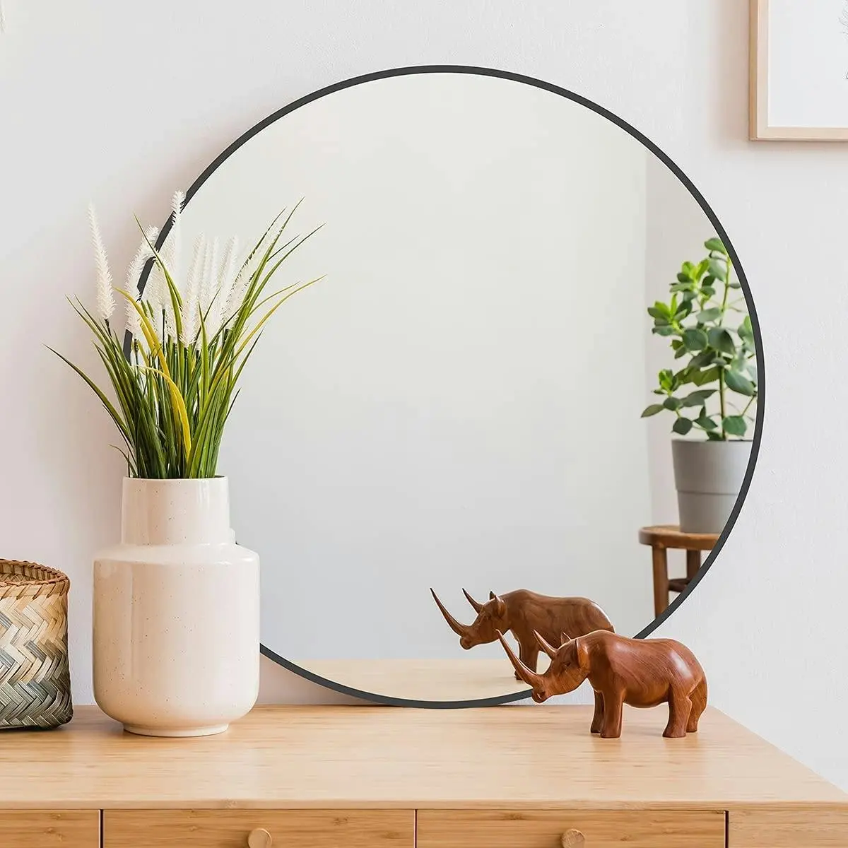 Round Wall Mirror, 50 cm (Black) - Home & Garden