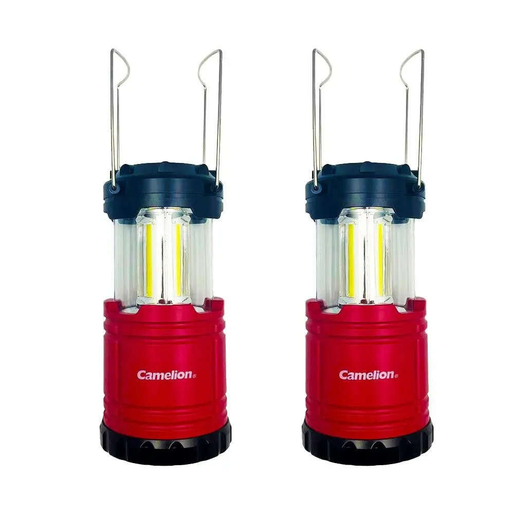 2PK Camelion 3x3W COB LED Camping/Outdoors Lantern 3xAA Battery 450LM w/Handle - Sports & Outdoor