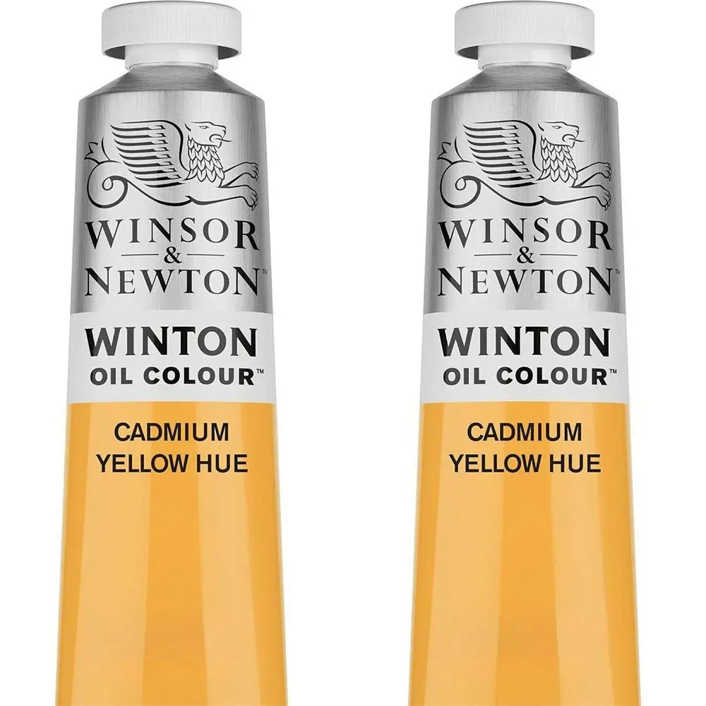 2x Winsor & Newton 200ml Winton Oil Colour Paint Artist Cadmium Yellow Hue - Hobbies