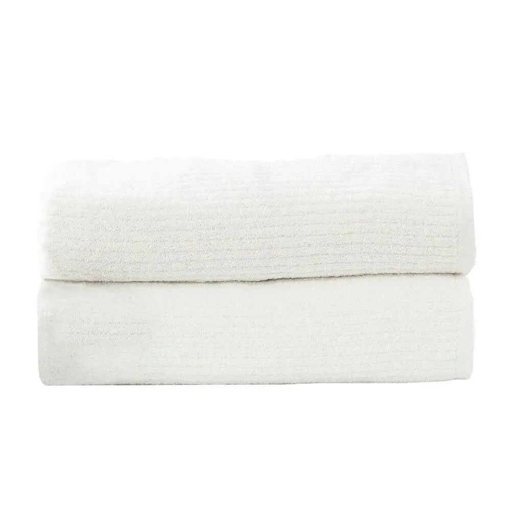 2pc Renee Taylor Bath Sheet/Towel Set Cobblestone 650 GSM Cotton Ribbed White - Home & Garden