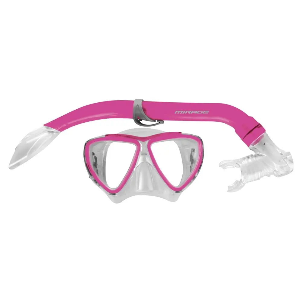 2pc Mirage Turtle Kids Junior Swimming/Beach Silitex Mask/Glass Snorkel Set Pink - Sports & Outdoor