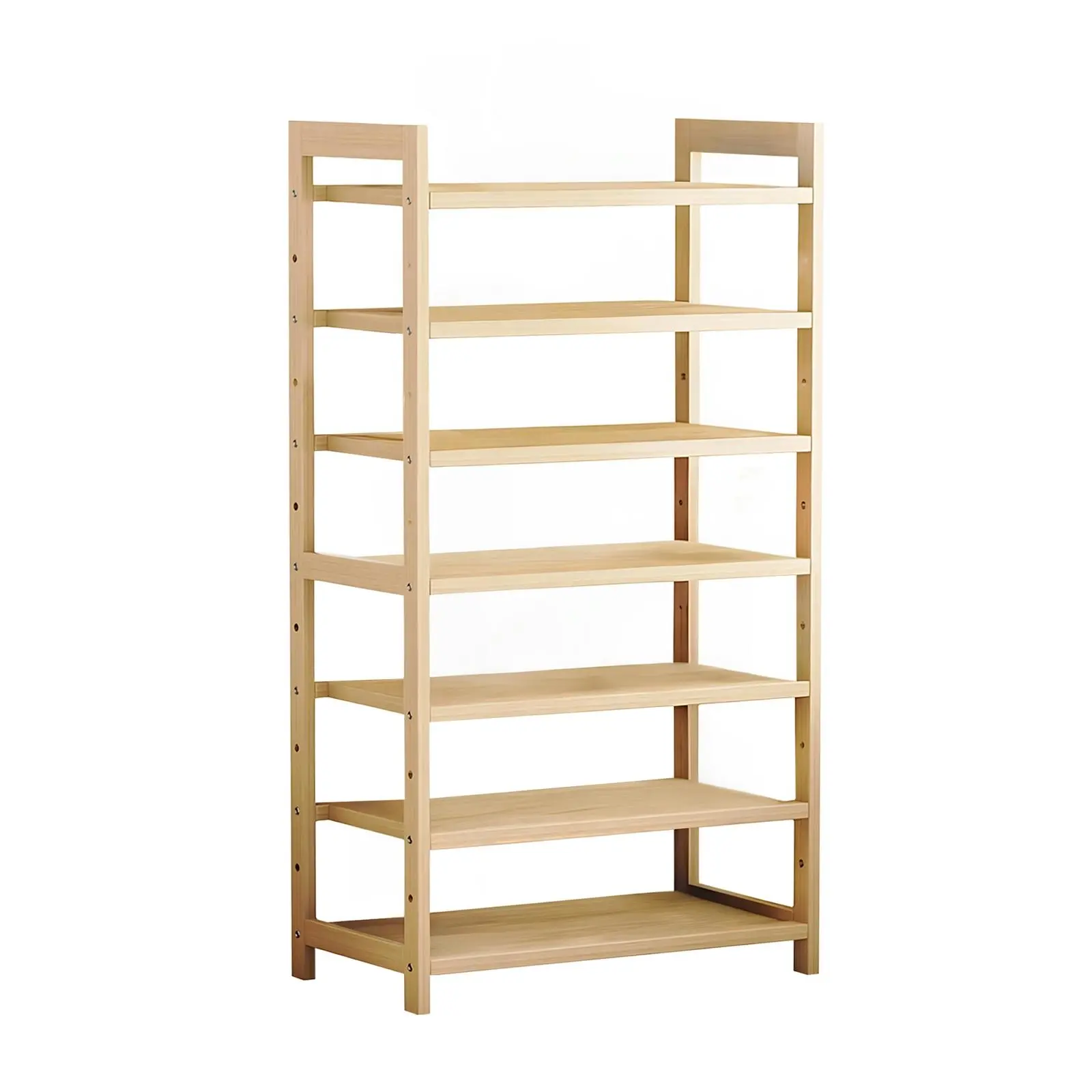 7 Tier Bamboo Wood Display Shelf Stand Storage Book Shelves Rack - Furniture