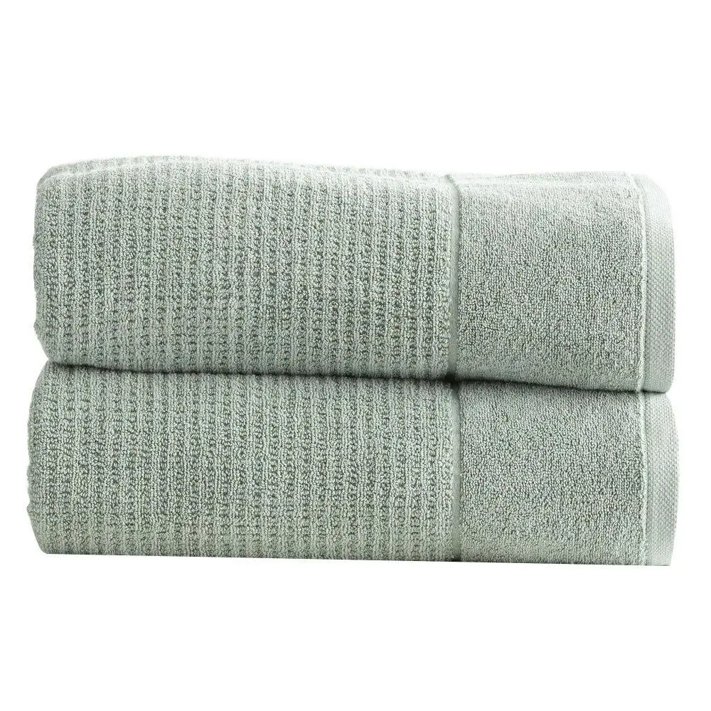 2PK Renee Taylor 650GSM Cambridge 80x160cm Bath Sheet Textured Towel Eucalyptus - Home & Garden